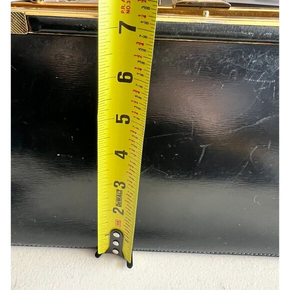 Vintage Black Leather Handbag With Gold Frame & Suede Interior Made In Ireland - Picture 7 of 9